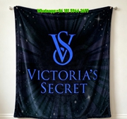 Victoria's Secret Blue VS Logo Flannel Fleece Throw Blanket V023